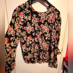 Marisol Floral Black & Pink Women's Top Size XL NWT